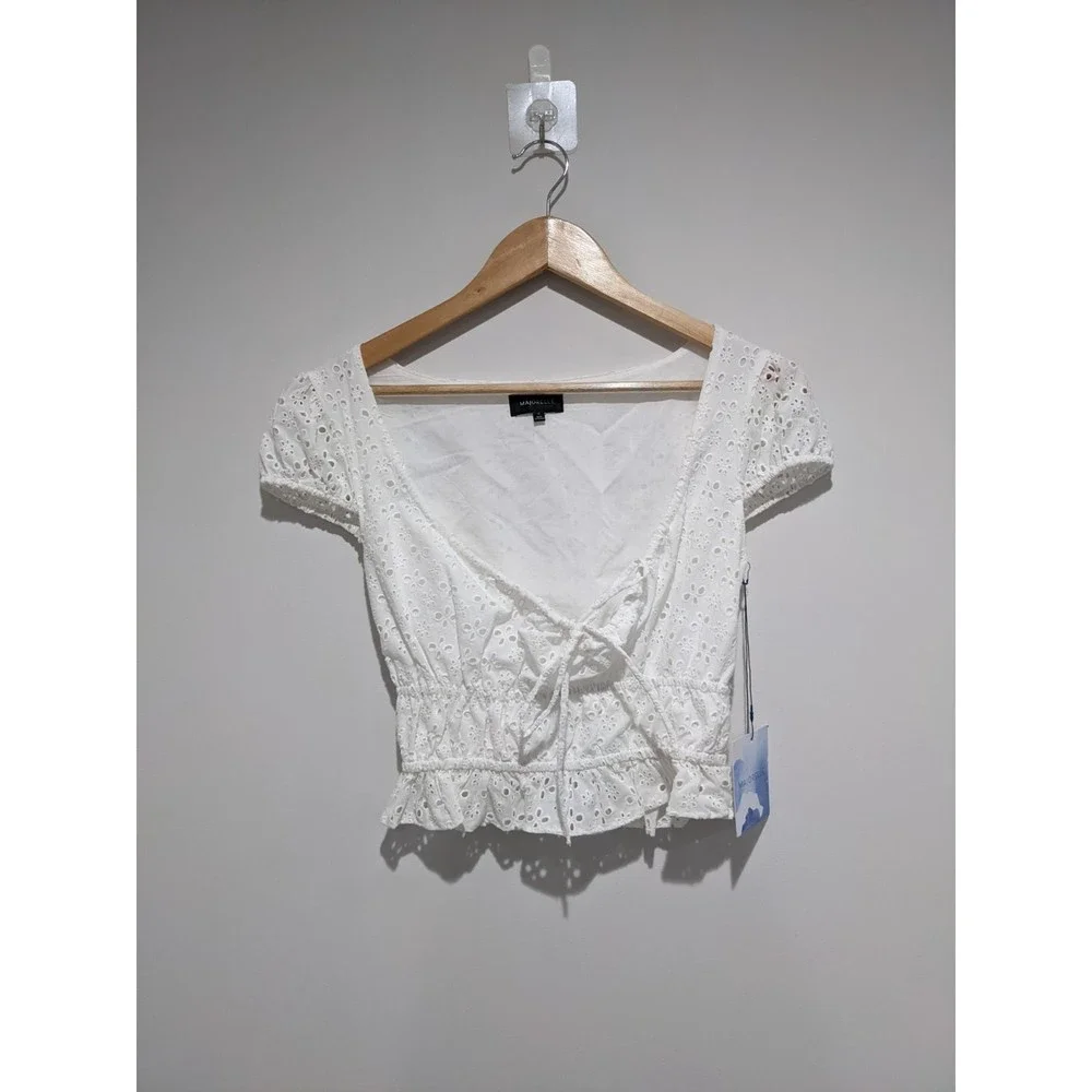 Majorelle White Eyelet Cottagecore Blouse Size XS - Picture 2 of 10